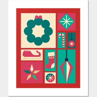 The Shapes of Christmas Collage of Holiday Colors and Icons Posters and Art